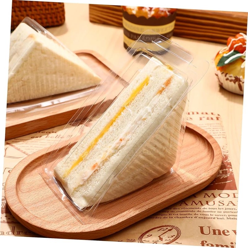 50 Pcs Transparent Plastic Sandwich Boxes with Lids Food Grade Storage Containers - Image 2